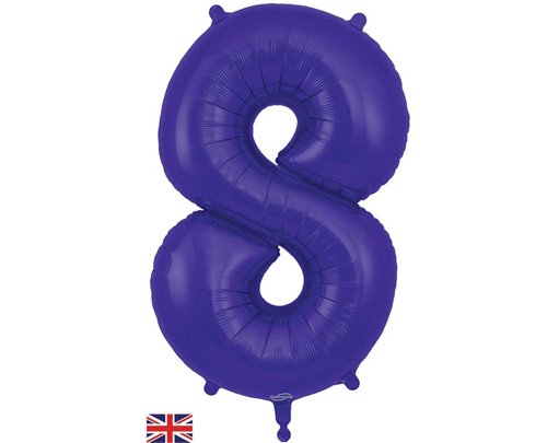 34in NUMBER 8 PURPLE JUMBO FOIL BALLOON