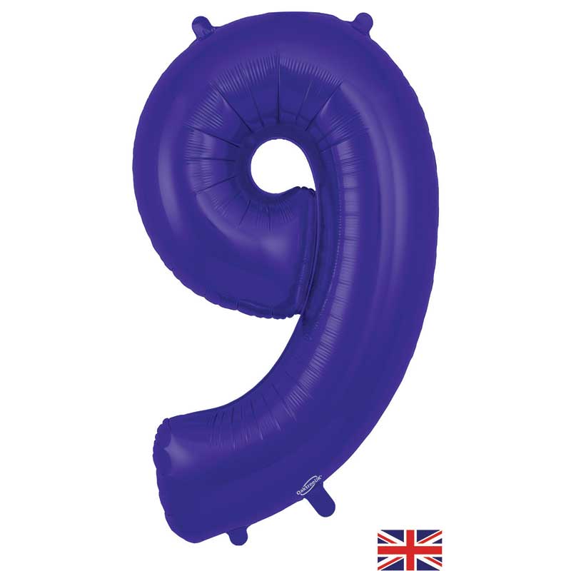 34in NUMBER 9 PURPLE JUMBO FOIL BALLOON