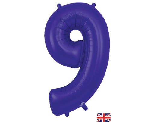 34in NUMBER 9 PURPLE JUMBO FOIL BALLOON