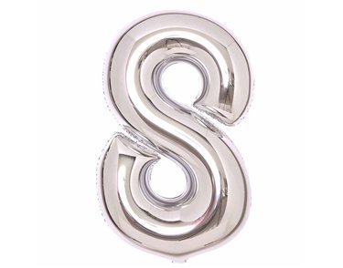 36in SILVER 8 AMSCAN FOIL BALLOON