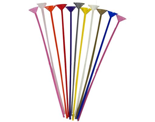 ASSORTED COLOURS PLASTIC REUSABLE BALLOON STICK 100S