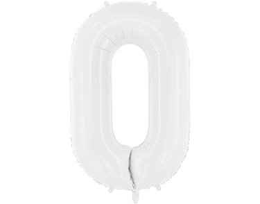 86cm WHITE NUMBER 0 FOIL BALLOON