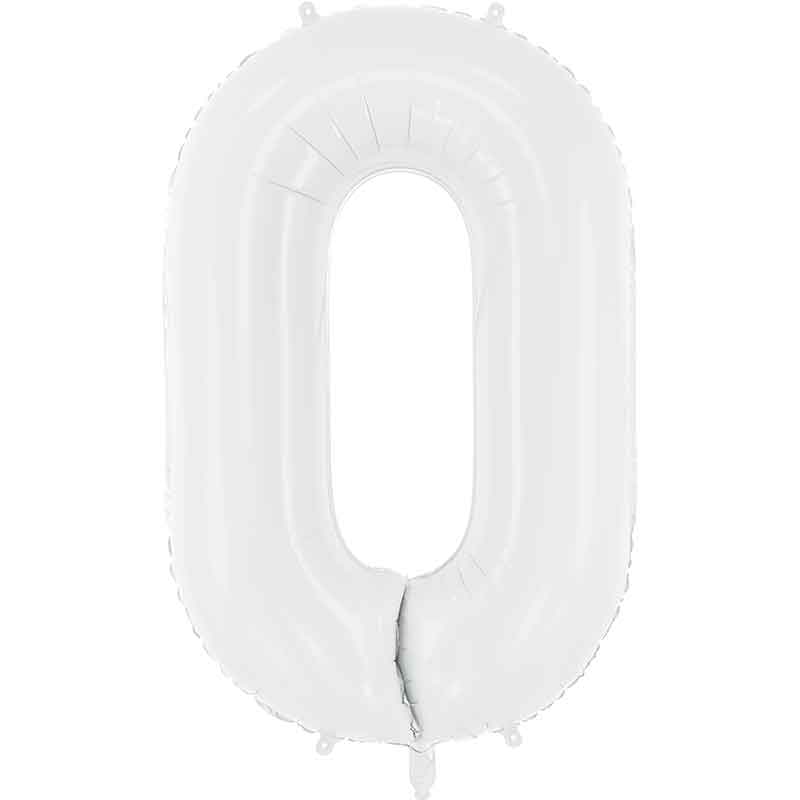 86cm WHITE NUMBER 0 FOIL BALLOON