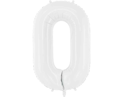 86cm WHITE NUMBER 0 FOIL BALLOON