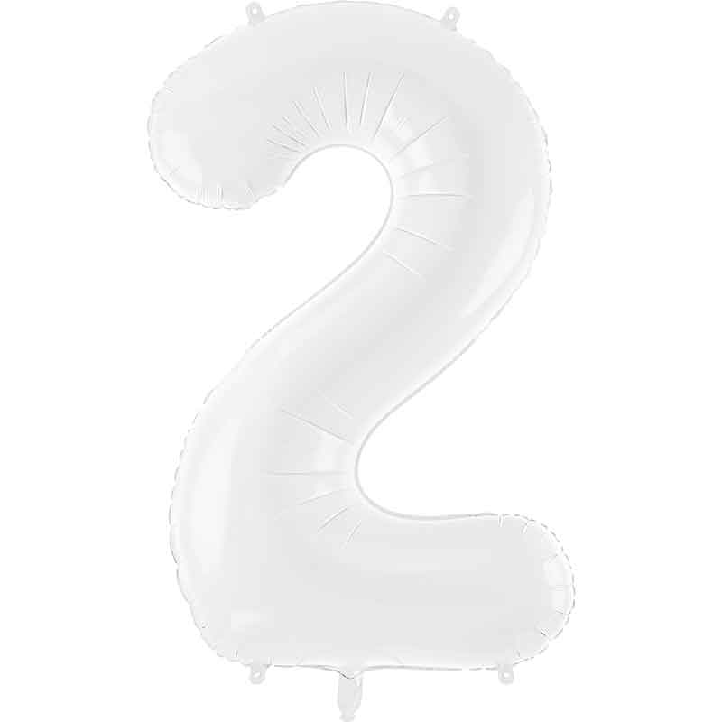 86cm WHITE NUMBER 2 FOIL BALLOON