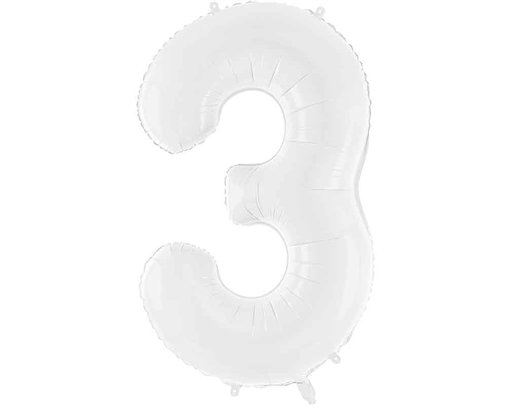 86cm WHITE NUMBER 3 FOIL BALLOON