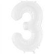 86cm WHITE NUMBER 3 FOIL BALLOON