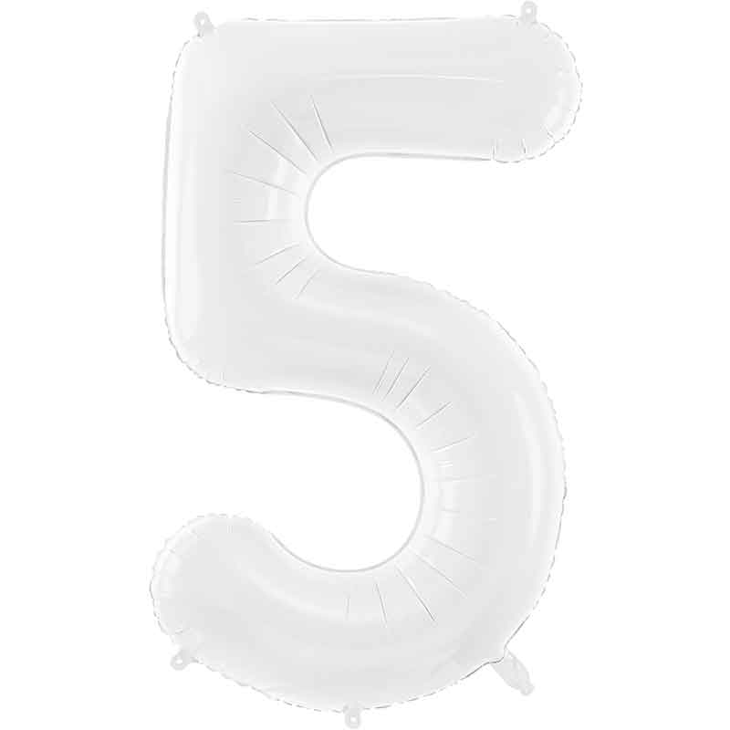 86cm WHITE NUMBER 5 FOIL BALLOON