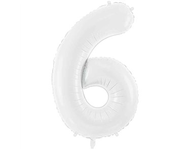 86cm WHITE NUMBER 6 FOIL BALLOON