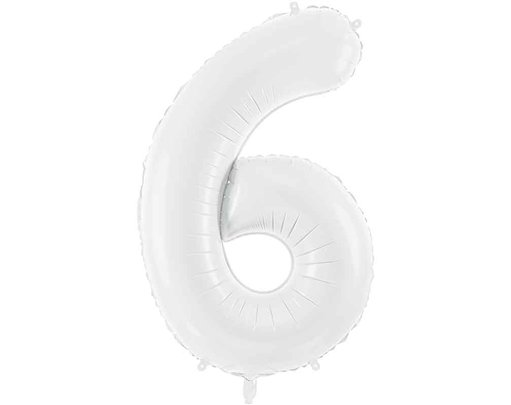 86cm WHITE NUMBER 6 FOIL BALLOON