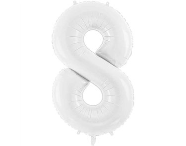 86cm WHITE NUMBER 8 FOIL BALLOON