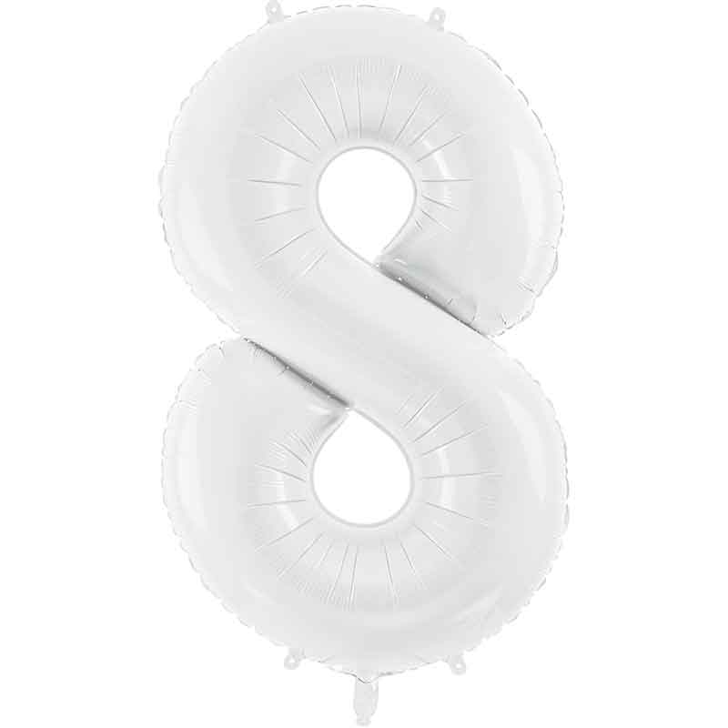 86cm WHITE NUMBER 8 FOIL BALLOON