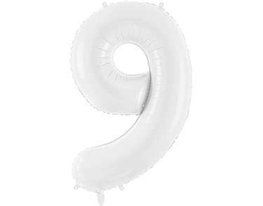 86cm WHITE NUMBER 9 FOIL BALLOON