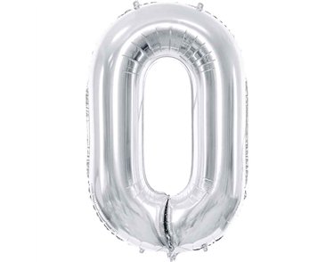 86cm SILVER NUMBER 0 FOIL BALLOON