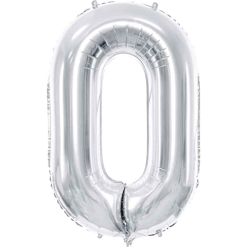 86cm SILVER NUMBER 0 FOIL BALLOON