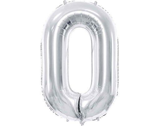 86cm SILVER NUMBER 0 FOIL BALLOON