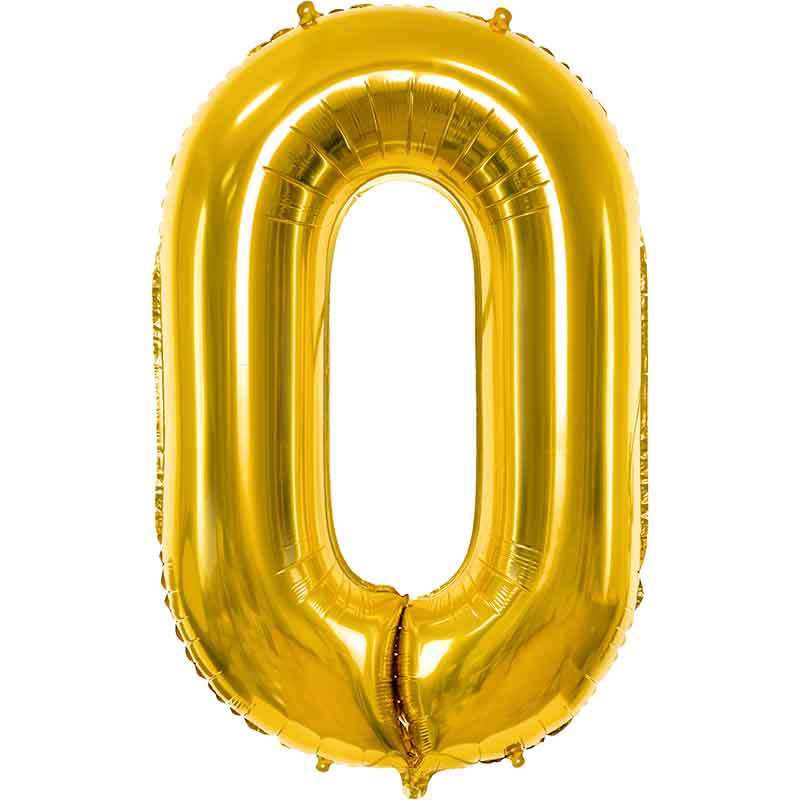 86cm GOLD NUMBER 0 FOIL BALLOON