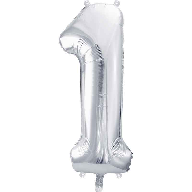 86cm SILVER NUMBER 1 FOIL BALLOON