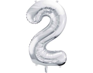 86cm SILVER NUMBER 2 FOIL BALLOON