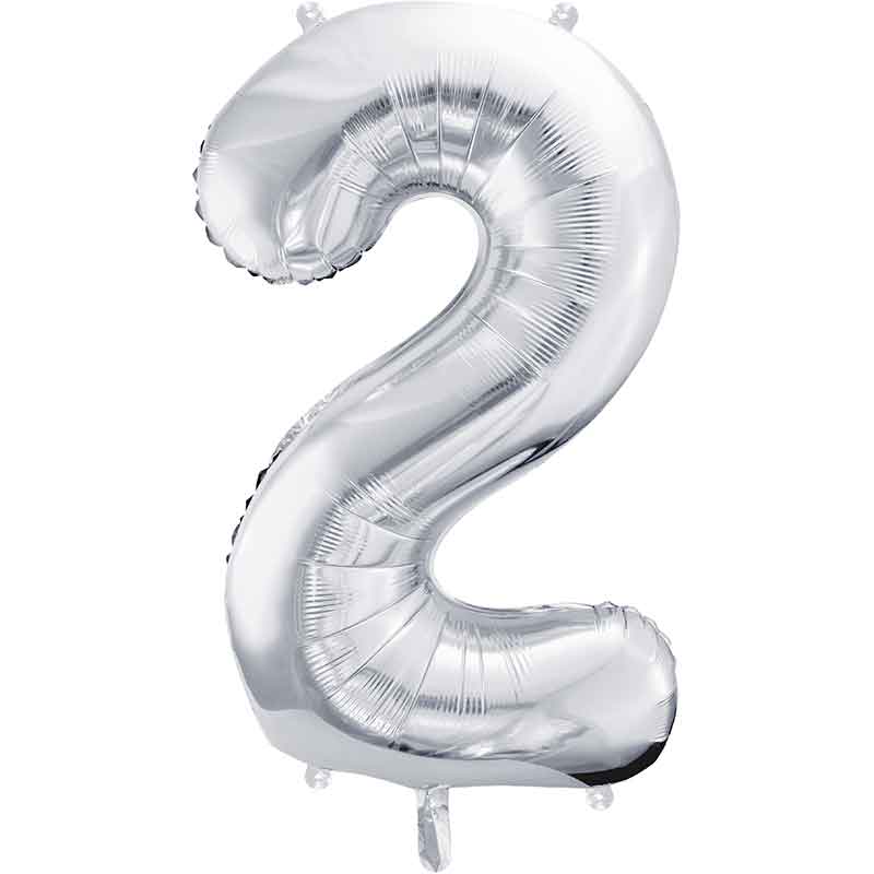 86cm SILVER NUMBER 2 FOIL BALLOON