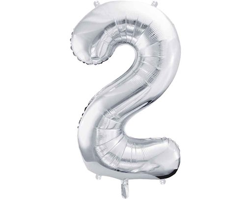 86cm SILVER NUMBER 2 FOIL BALLOON