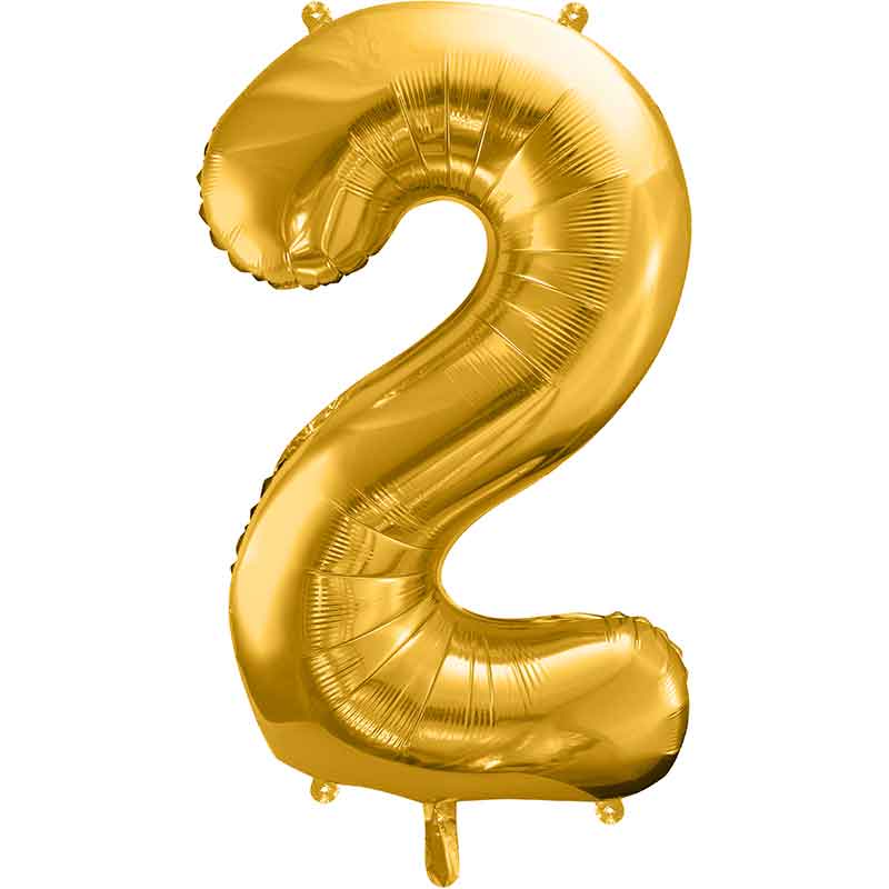 86cm GOLD NUMBER 2 FOIL BALLOON