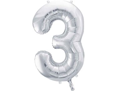 86cm SILVER NUMBER 3 FOIL BALLOON