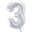 86cm SILVER NUMBER 3 FOIL BALLOON