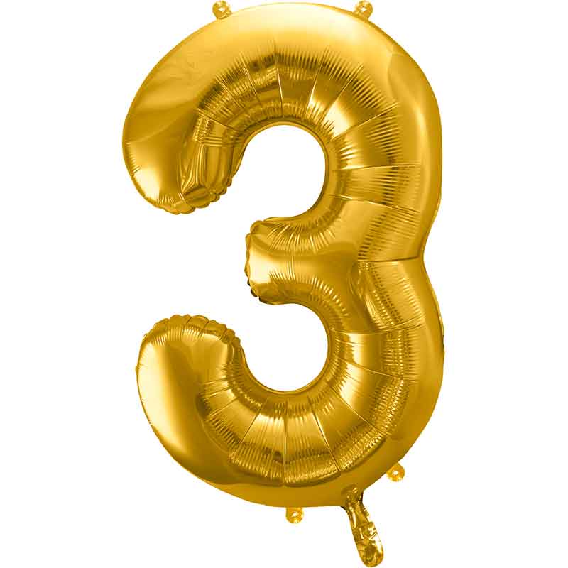 86cm GOLD NUMBER 3 FOIL BALLOON