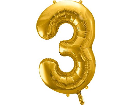 86cm GOLD NUMBER 3 FOIL BALLOON