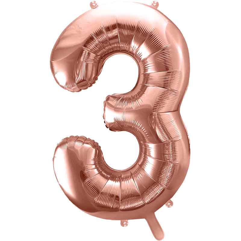 86cm ROSE GOLD NUMBER 3 FOIL BALLOON