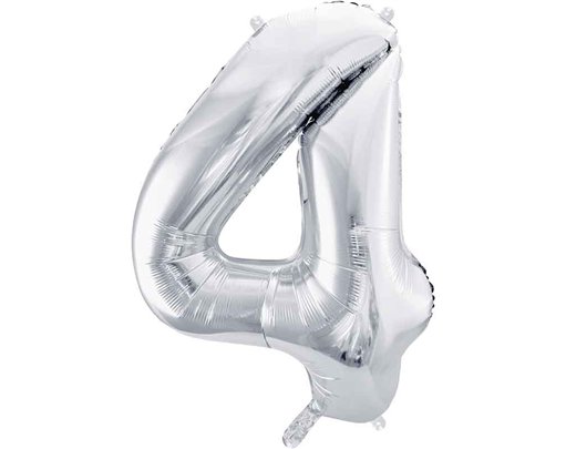 86cm SILVER NUMBER 4 FOIL BALLOON