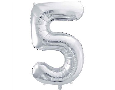 86cm SILVER NUMBER 5 FOIL BALLOON