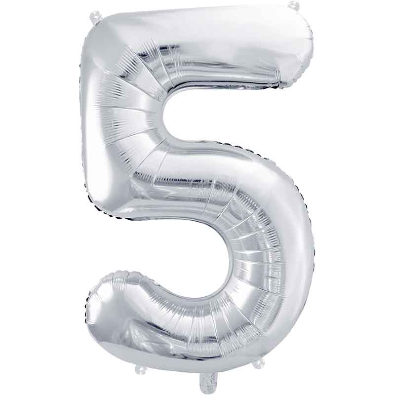 86cm SILVER NUMBER 5 FOIL BALLOON