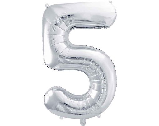86cm SILVER NUMBER 5 FOIL BALLOON