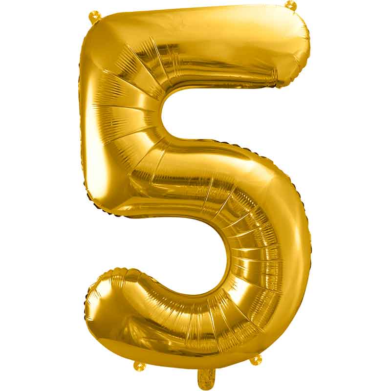 86cm GOLD NUMBER 5 FOIL BALLOON