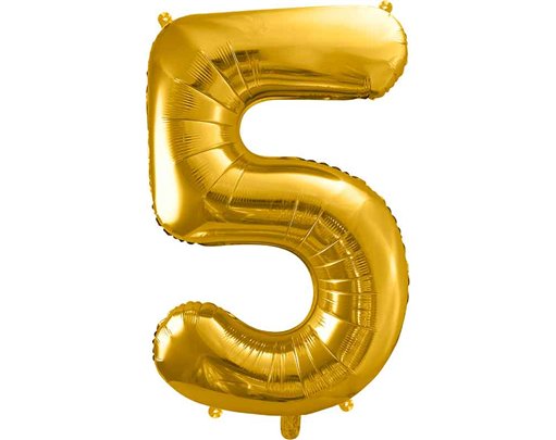 86cm GOLD NUMBER 5 FOIL BALLOON