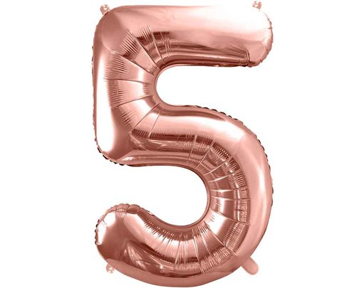 86cm ROSE GOLD NUMBER 5 FOIL BALLOON