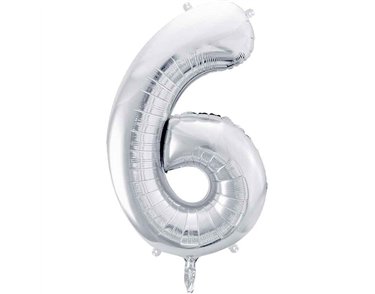 86cm SILVER NUMBER 6 FOIL BALLOON