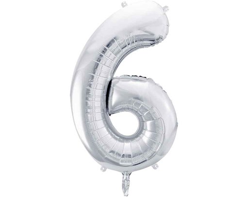 86cm SILVER NUMBER 6 FOIL BALLOON