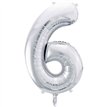 86cm SILVER NUMBER 6 FOIL BALLOON