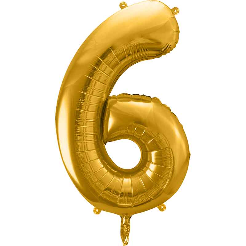 86cm GOLD NUMBER 6 FOIL BALLOON