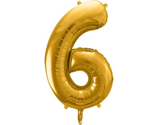 86cm GOLD NUMBER 6 FOIL BALLOON