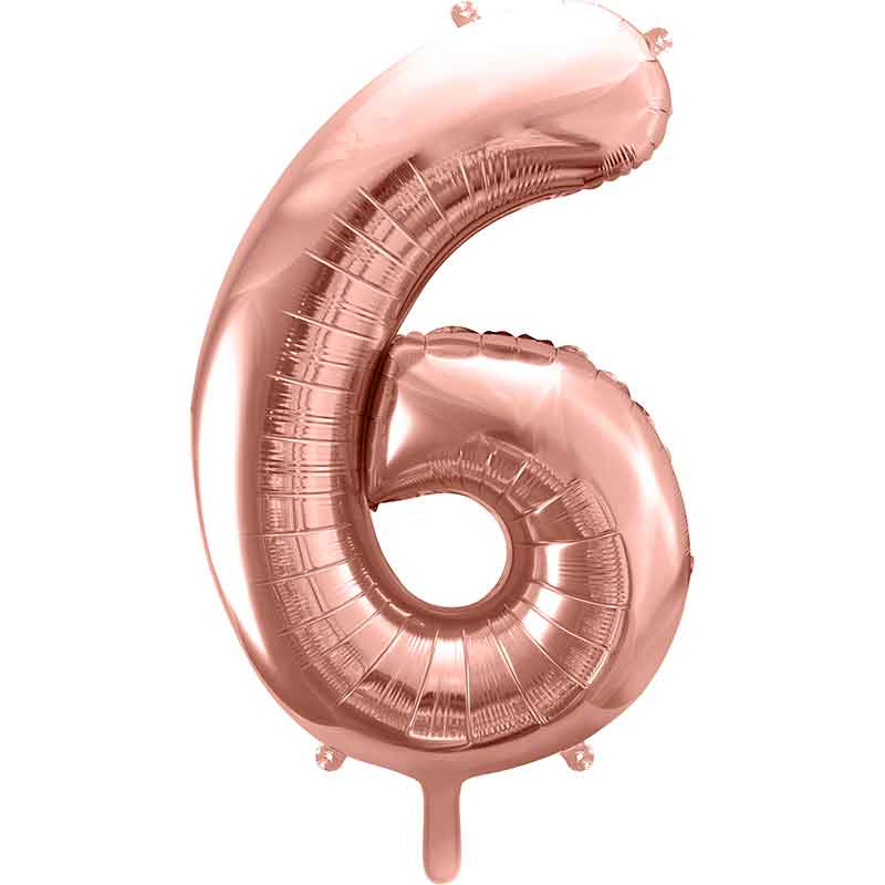 86cm ROSE GOLD NUMBER 6 FOIL BALLOON