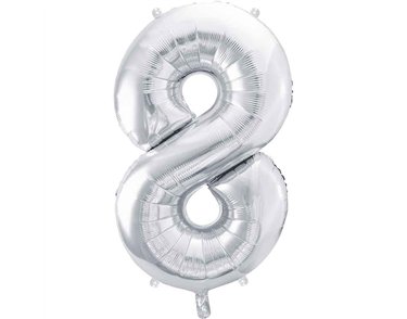 86cm SILVER NUMBER 8 FOIL BALLOON