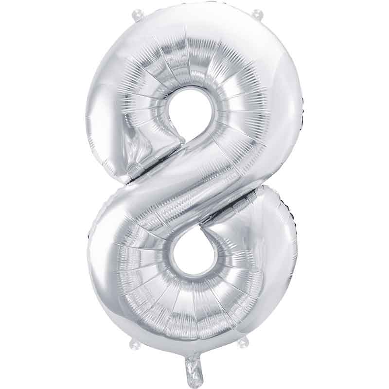 86cm SILVER NUMBER 8 FOIL BALLOON