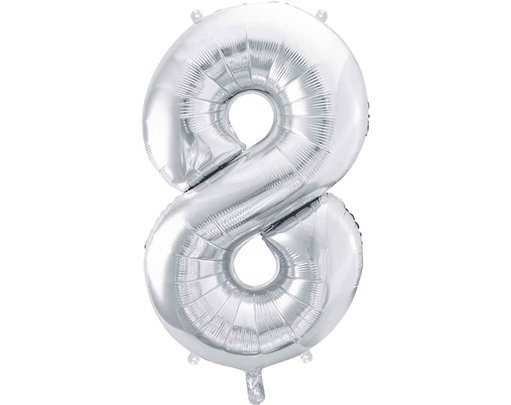 86cm SILVER NUMBER 8 FOIL BALLOON