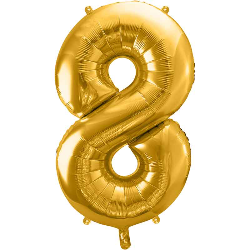 86cm GOLD NUMBER 8 FOIL BALLOON