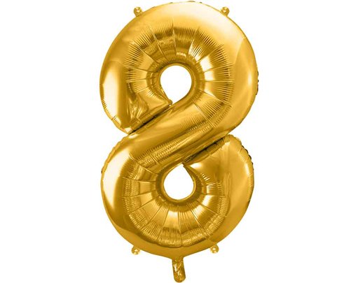 86cm GOLD NUMBER 8 FOIL BALLOON