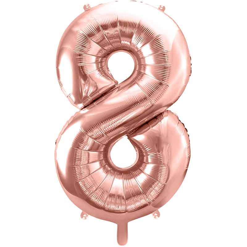 86cm ROSE GOLD NUMBER 8 FOIL BALLOON